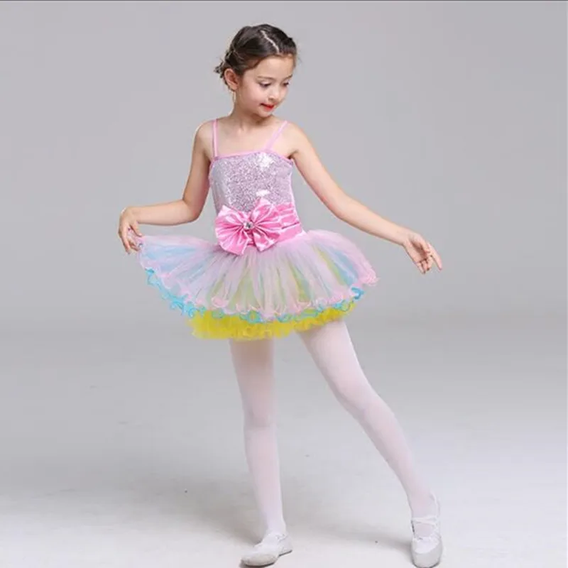 

Newest Strap Ballet tutu Dress Kids Sequins Ballet Costumes For Girls Performance Dance Girl Stage Dancewear