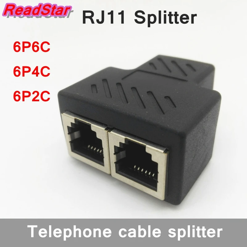 

20PCS/LOT PCB connection telephone cable RJ11 coupler splitter Gold plating 1 to 2 adapter 6P6C 6P4C female to female