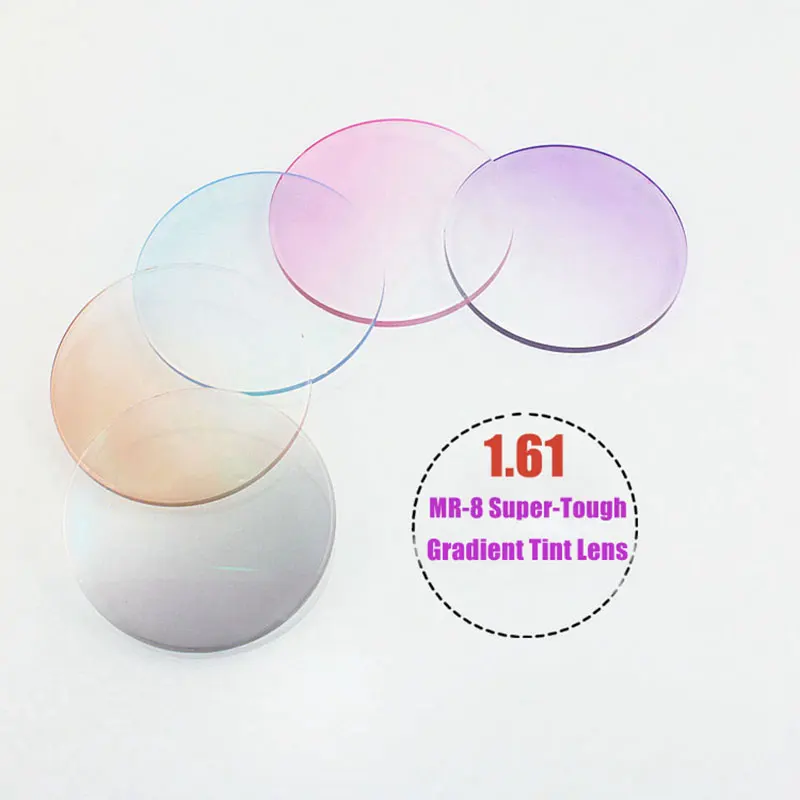 Radiation Protection 1.61 High Index MR-8 Super-Tough Gradient Tint HMC EMI Asphere Anti UV Myopia Hyperopia Prescription Lenses