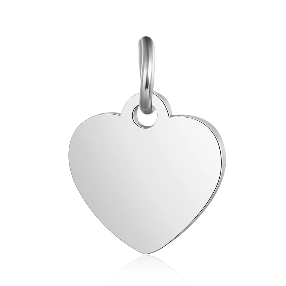 10pcs/lot 316 Stainless Steel Mirror Polished 14mm Heart Charm Pendant for Bracelet Necklace DIY Jewelry