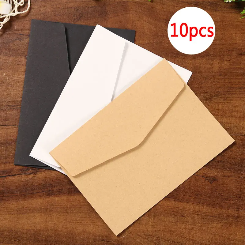 DELVTCH 10pcs/set Black White Craft Paper Envelopes Vintage Retro Style Envelope Office School Holiday Card Scrapbooking Gift