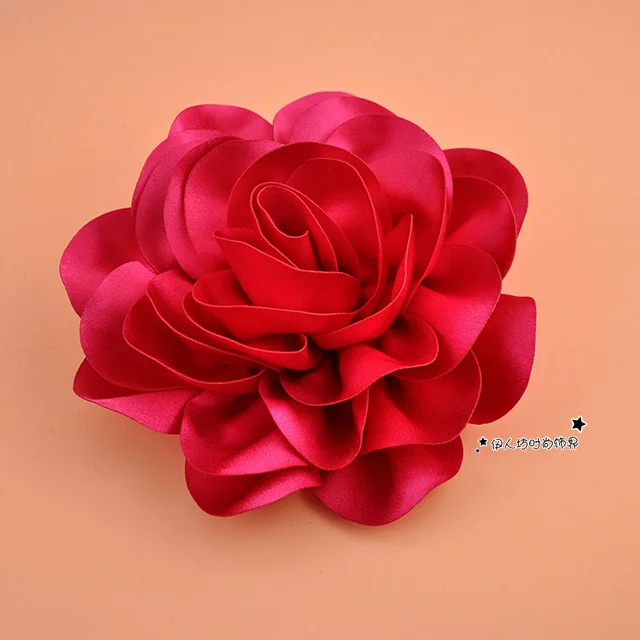 High Quality Big Satin Flower Hair Clip For WOmen Fashion WIne Red Yellow Blue Green Party Women Wedding Flower Hair Accessories