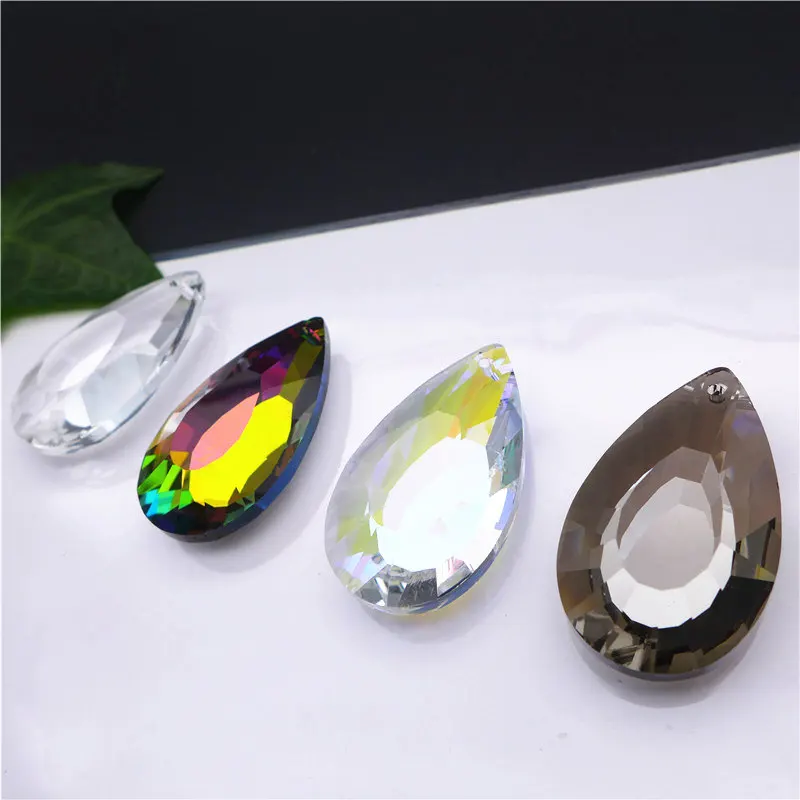 38mm flat face pear/teardrop shape crystal pendants curtain chandelier lamp part wedding party decoration light suncatcher 12pcs