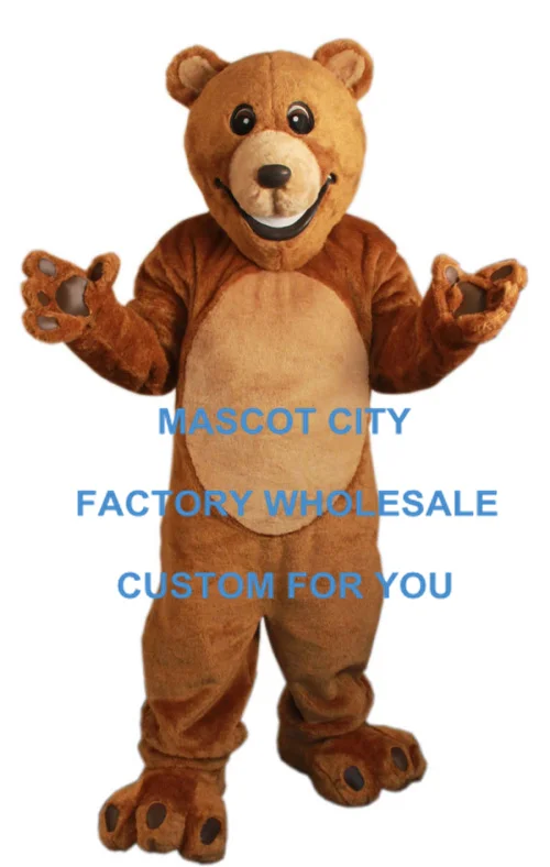 

Smiling Bear Mascot With Mini Fan and Helmet Bear Mascotte Mascota Outfit Suit Fancy Dress EMS Free Ship SW500