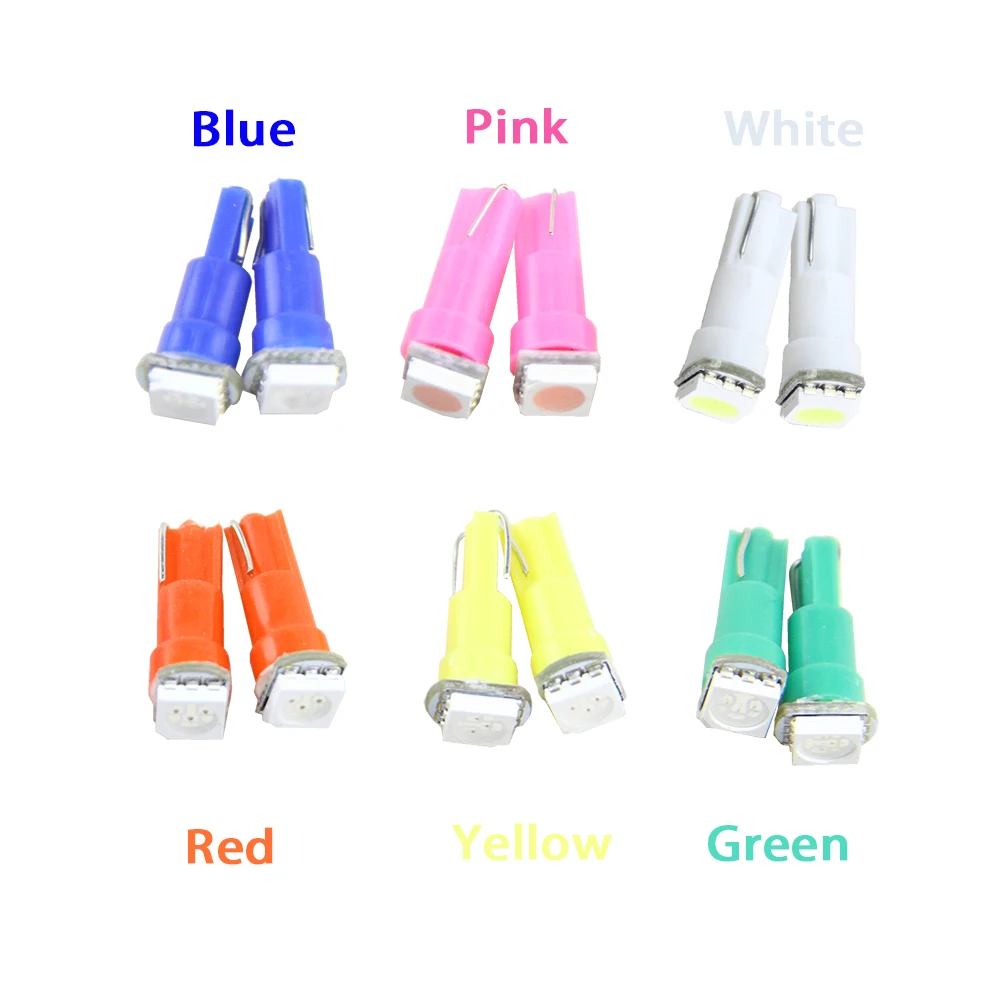 10pcs LED Dashboard Indicator Lamp Bulb tachometer bulb Red Blue Pink White Red T5 Wedge Instrument Speedometer Gauge Cluster