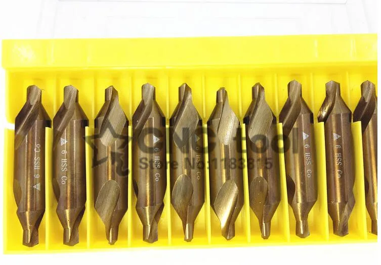 1.0*4.0mm petiole 10pcs/set HSS CO M35 60 degrees Containing cobalt spiral center drill Processing of stainless steel etc .