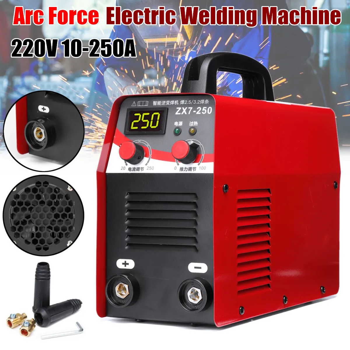 220V 6KW/9.5KW ZX7-250 10-250A Arc Force Electric Welding Machine Mini/Pro LCD Digital Display MMA IGBT Inverter Welders