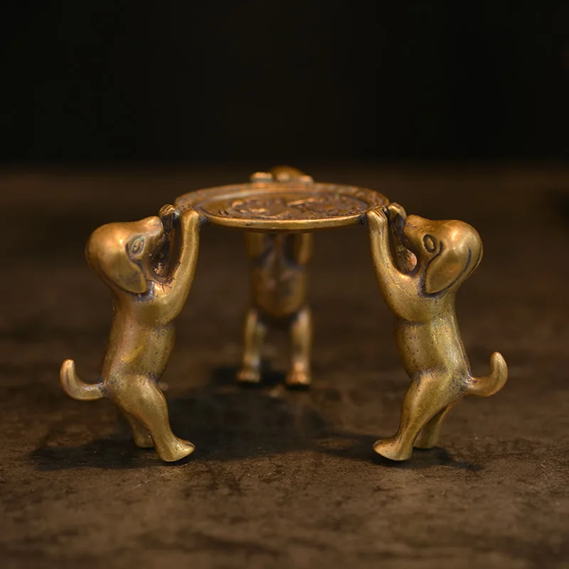 

Brass Vintage 3 Cute Dofs Tea cover shelf Statue Cover device Tea accessories Tea set Decoration Home office Ornament Sculpture