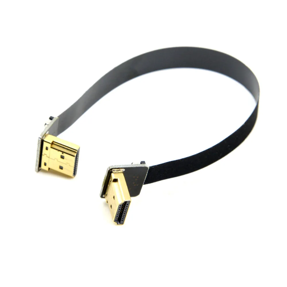 FPV HDMI Ribbon Cable Dual Up Angled HDMI 90 Degree HDMI Type A Male to Male FPC Flat Cord for Multicopter Aerial Photography