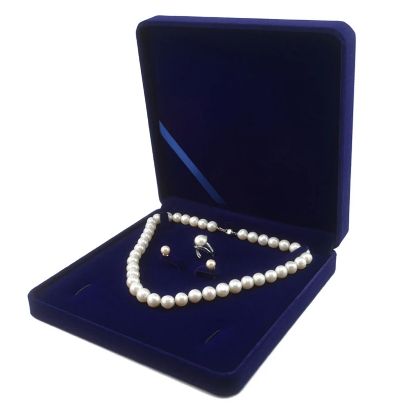 Boîte à bijoux en velours 19x19x4cm, coffret cadeau pour collier, boucle d'oreille, bague, emballage de mariage, porte-faveur, présentoir à bijoux, étui de rangement