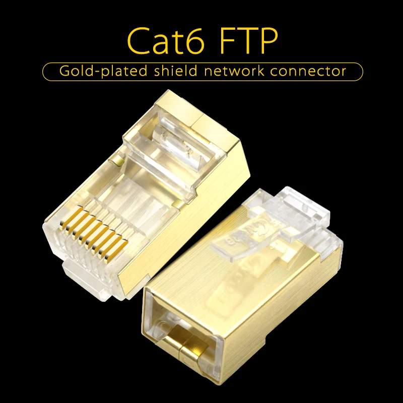 CNCOB Cat6 FTP gold-plated shielded cable connector RJ-45 modular Ethernet connector network crystal head 8P8C rj45 connector