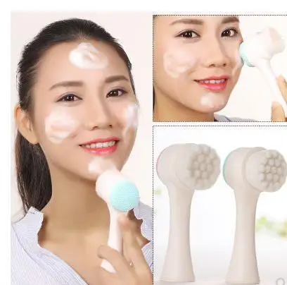 Brosse de nettoyage du visage en Silicone 3D, Portable, Double Face, outil de soins de la peau