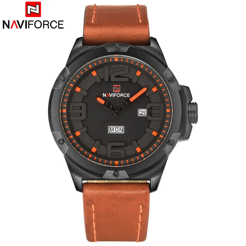 NAVIFORCE Top Brand Mens Wristwatches Men Waterproof Sport Watches Leather Analog Quartz-Watch Auto-Date Clock Relogio Masculino