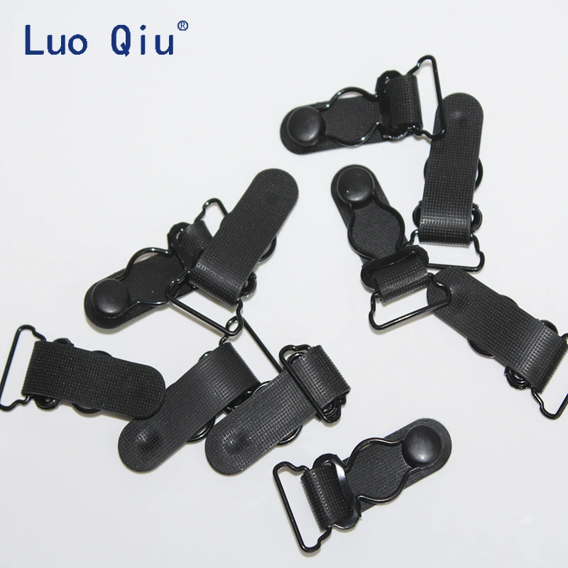 Luo Qiu 200 pcs/lot 20MM Plastic Black Corset Leg Garter Belt Clip Hooks Suspender Ends Hosiery Stocking Grips suspender clips