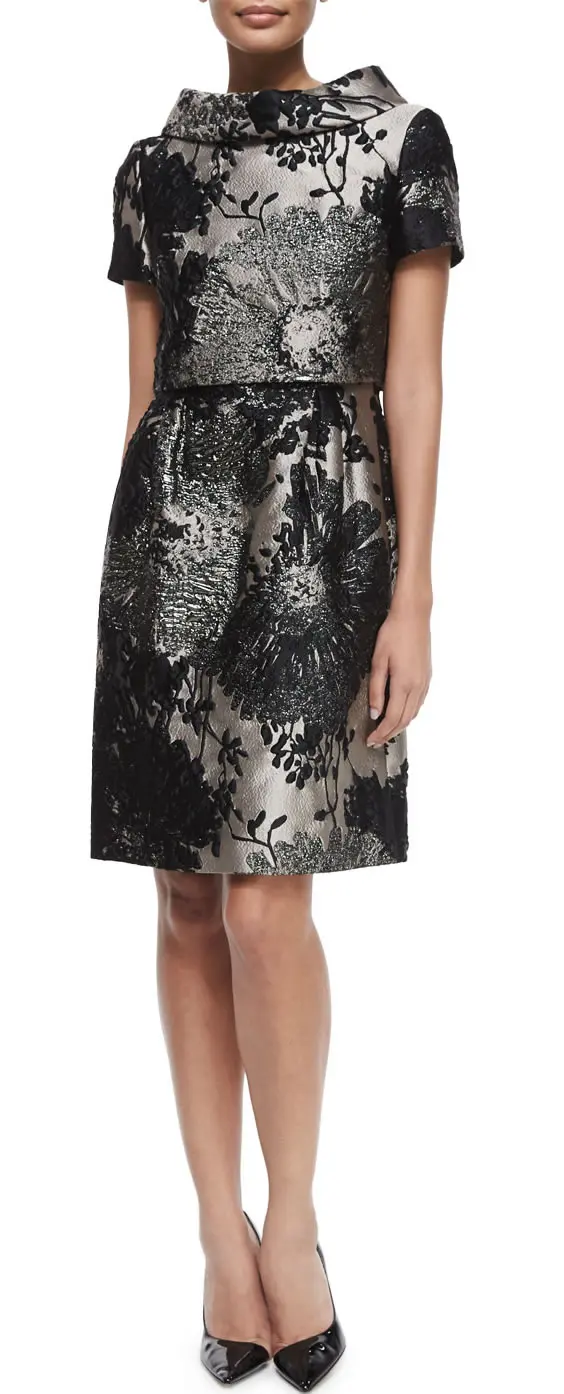

Print Women Sheath Dress Stand Collar Short Sleeve Dresses 15100818B1