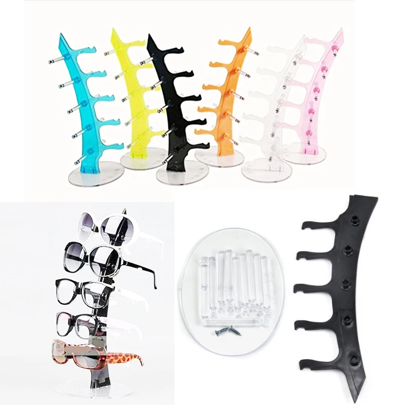 Multi Colors Acrylic 5 Pairs Sunglasses Glasses Show Rack Counter Display Stand Holder