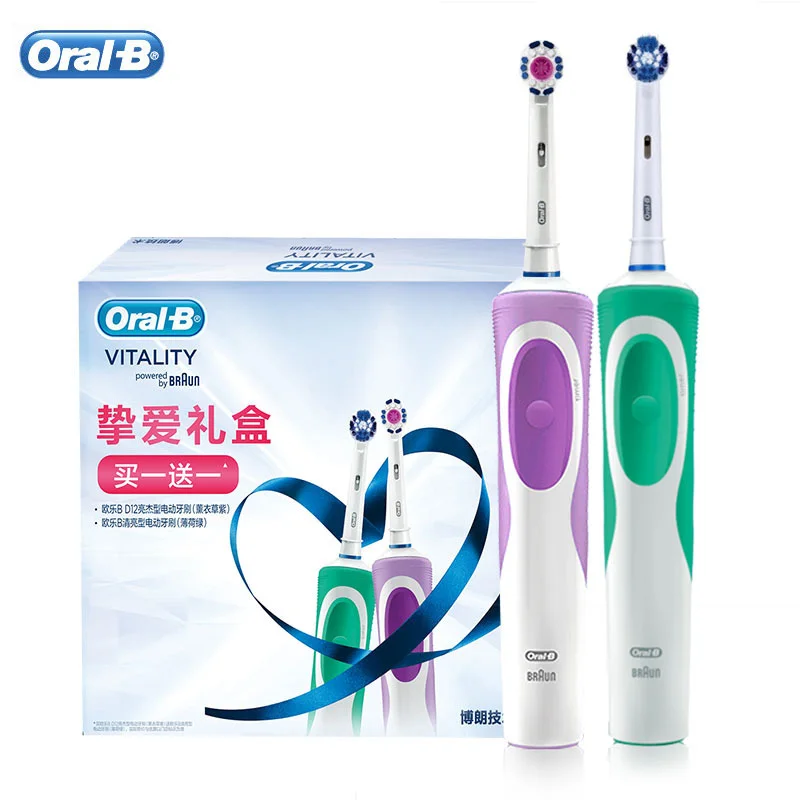 Electric Toothbrush OralB Vitality D12 Rechargeable Automatic Timer Tooth Brush Precision Clean 3D White Replacement Brush Head