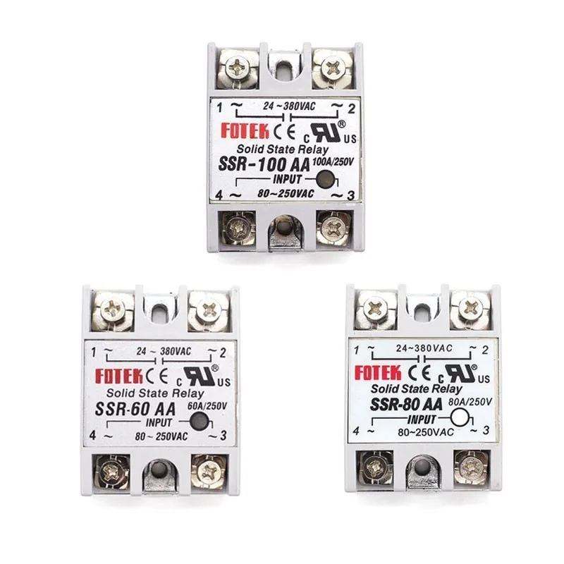 Solid State Relay 12v 24v SSR-60AA SSR-80AA SSR-100AA 60A 80A 100A 3-32V AC TO 24-380V AC SSR 60AA 80AA 100AA Rele Power Supply