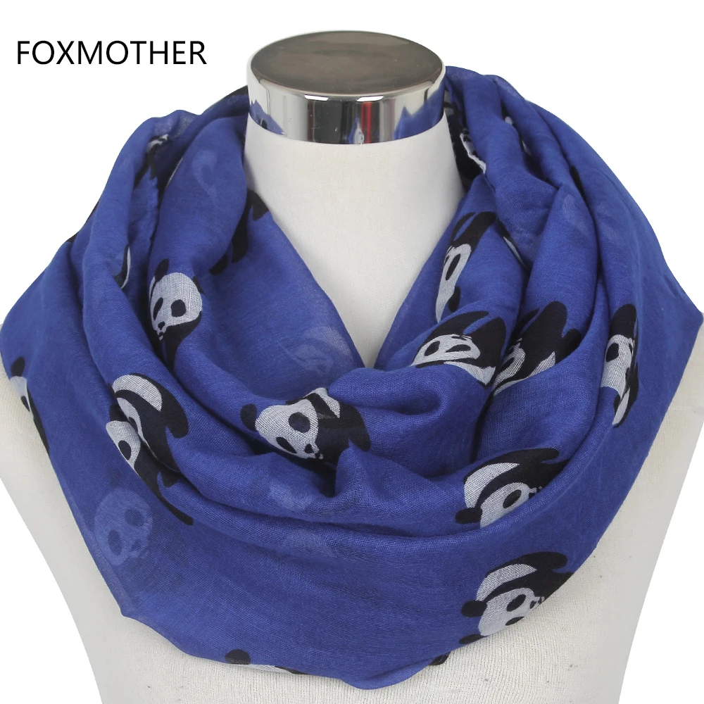 FOXMOTHER New Fashionable Grey Blue Panda Animal Infinity Scarf Scarves For Women/Ladies Gifts