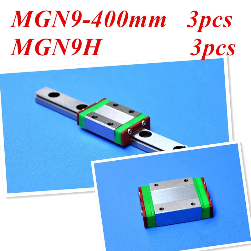 

Kossel Mini MGN9 9mm miniature linear slide set: 3pcs MGN9 L-400mm linear rail+3pcs MGN9H linear block carriage XYZ cnc parts