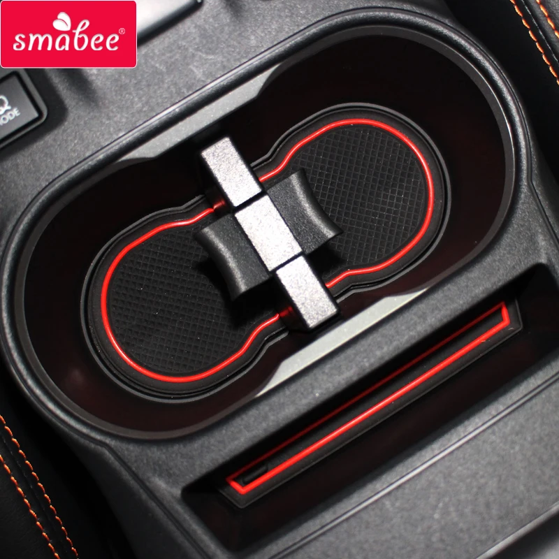 Smabee Anti-Slip Gate Slot Mat Rubber Cup Mats for Subaru XV 2018 2019 2020 Crosstrek WRX STI Non-Silp Mats Accessories Stickers