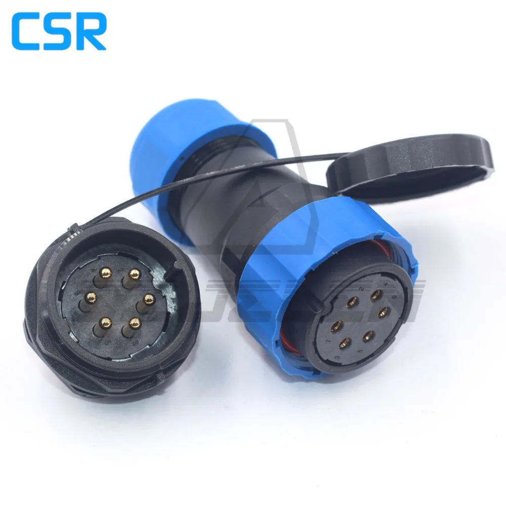 SD28TP-ZM,  IP68 Waterproof Soldering Connector Plug Socket 6pin, 25A Cable Electronic Wire Board Pastic/ 28mmpanel Mount