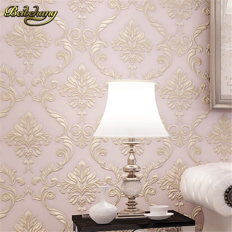 beibehang Wholesale and retail luxury European - style Damascus 3D stereoscopic precision non - woven wallpaper living room