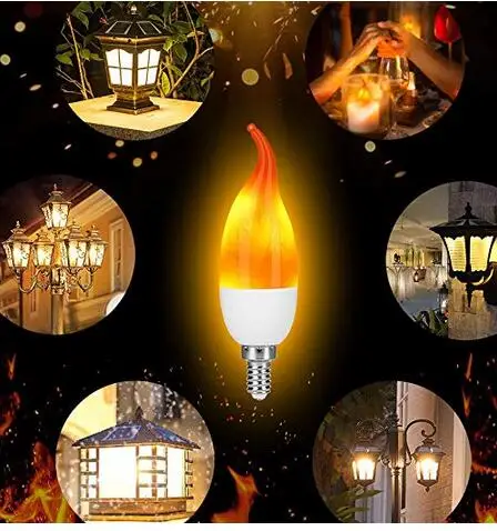 Bombillas LED de llama parpadeante para candelabro E12 E14 E27 – Paquete de 8