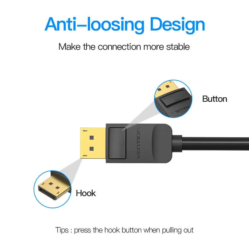 Vention Adapter Cable DP Male to HDMI Male 1080 Cable Adapter Converter Video Cable for PC Laptop for Mac Displayport to HDMI 3m