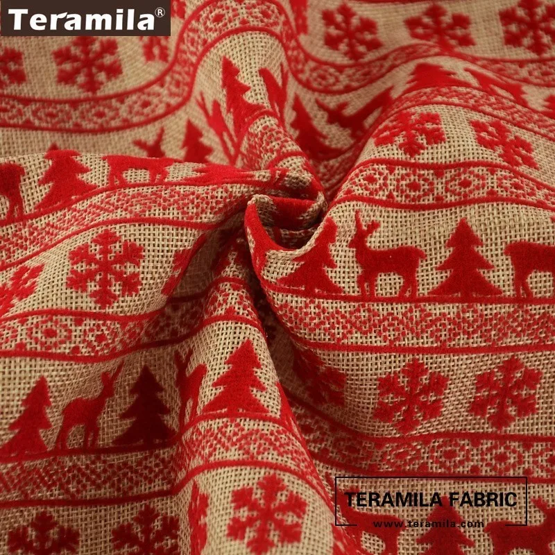 Teramila ผ้าคอมโพสิต 50 ซม.x 145 ซม.พิมพ์สีแดงคริสต์มาสชุดผ้ารูปแบบกระเป๋าหมวกถุงน่องสิ่งทอหน้าแรก