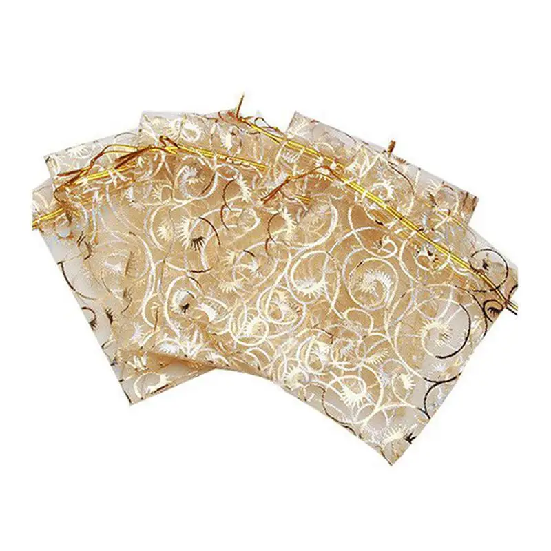 100pcs/lot Organza Bags  Coralline Custom Jewelry Tea Packaging Bags Organza Wedding Gift Bags Saquinho De Organza 9x12cm 