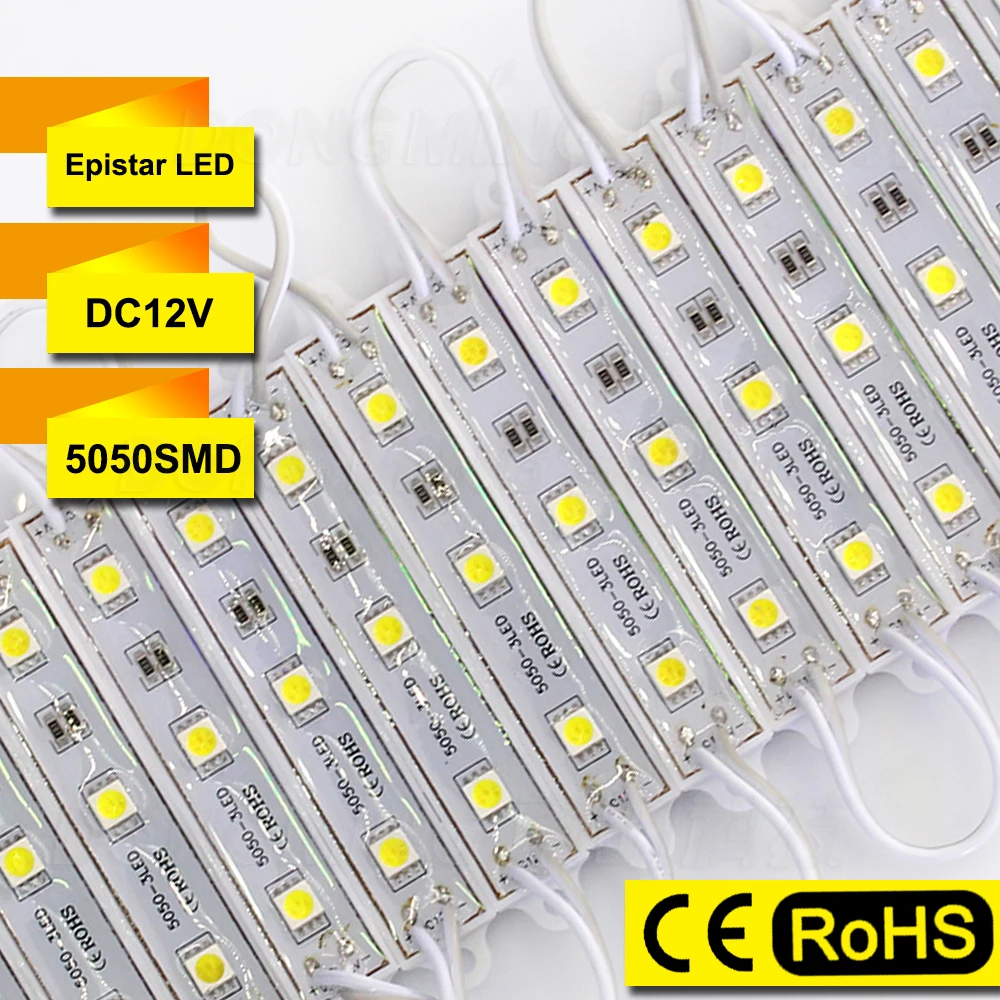 

100pcs RGB led channel letter 3LED 5050 led modules rgb Waterproof IP65 RGB DC12V led module light