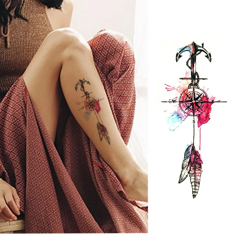 Autocollant de Tatouage Temporaire Étanche pour Femme, Faux Flash de Bras d'Art Corporel