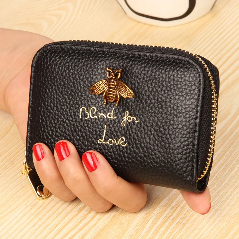 Women Ladies Genuine Real Leather Plastic Credit Card Case Female Fashion Zipper Wallet Small Change Organizer Bag Coin Purse