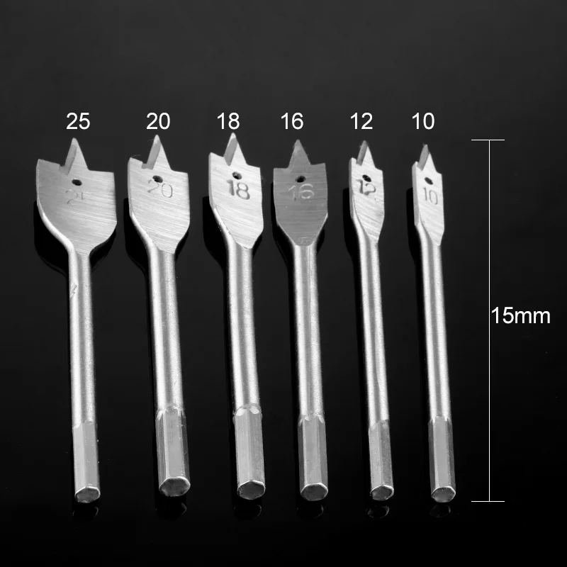 6pcs/set 10/12/16/18 /20/25 Long Wood Flat Drill Set Woodworking Spade Drill Bits foret bois woodworking tools for drill taladro