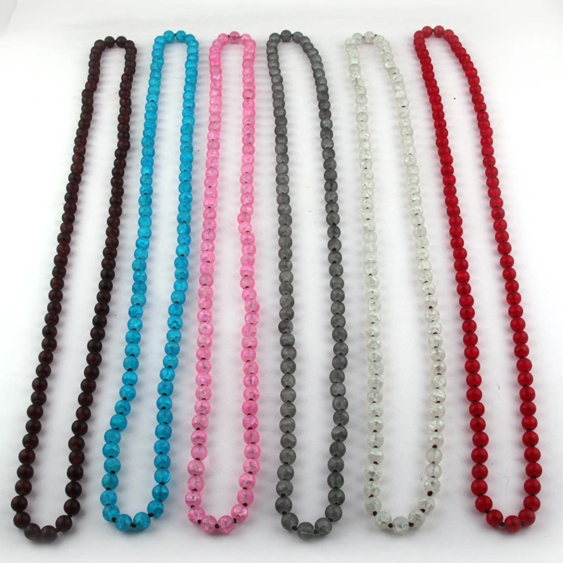 Fashion 90cm Popcorn Glass Long Knotted Necklaces For Women mother\'s day valentine holiday gift