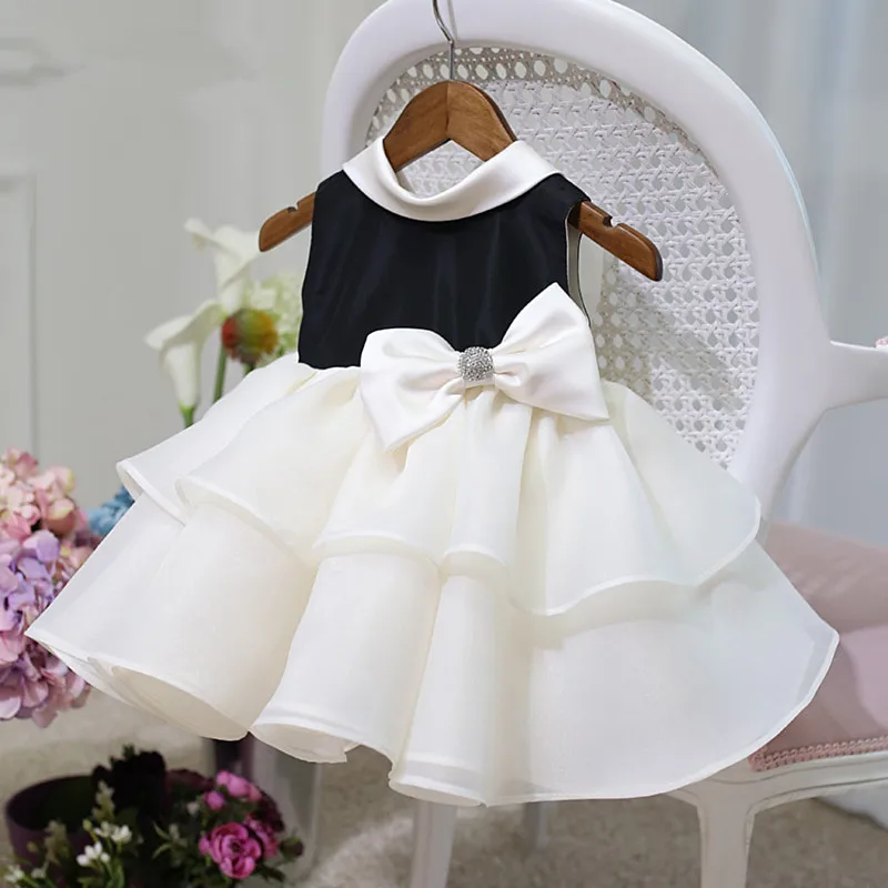 New Kids Summer Dress Beaded Lace Big Bow Girl 1st year Birthday Dress Flower Girls Dress Christening Baby infant Clothing bebes