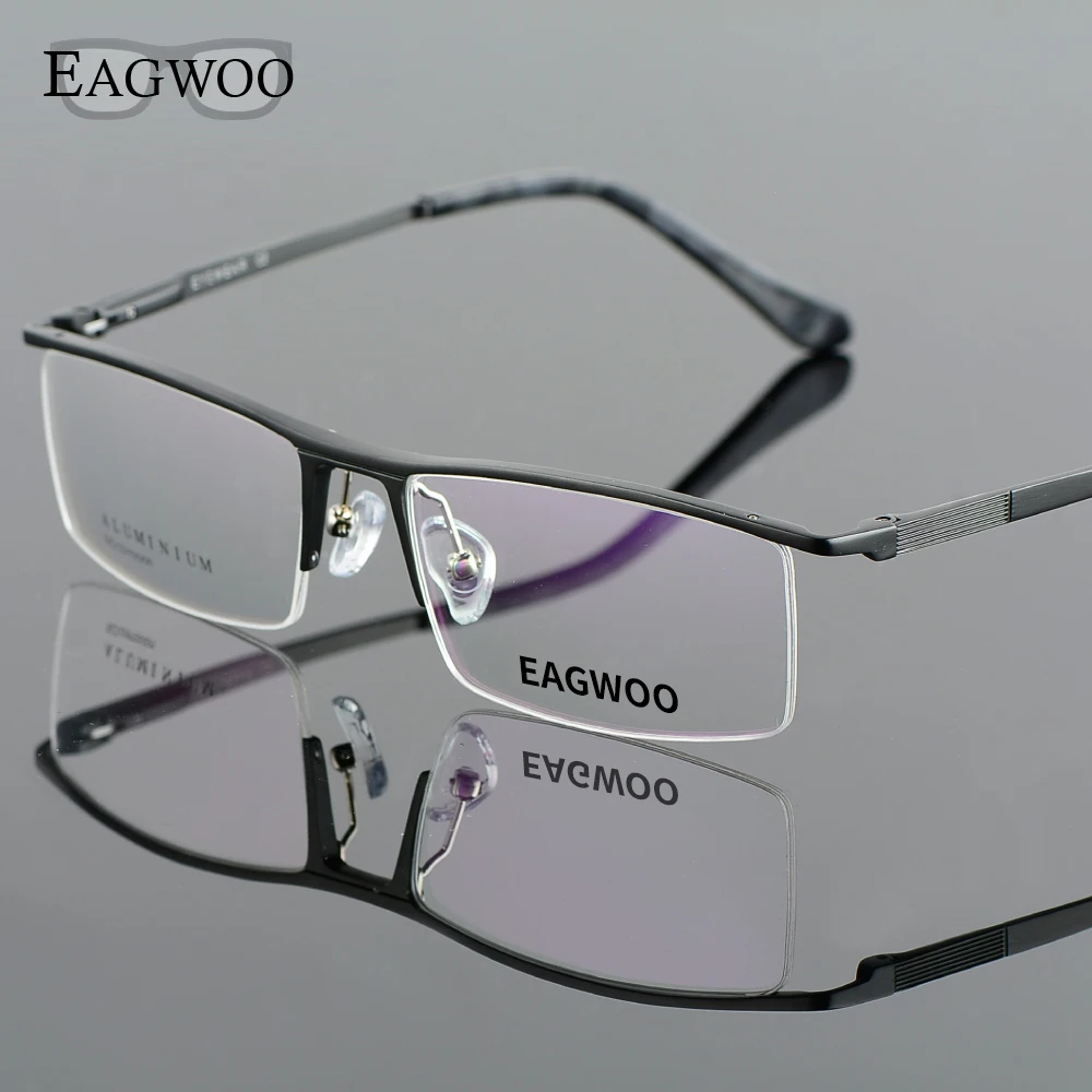 Aluminum Alloy Half Rim Optical Frame Prescription Men Rectangular Green Eyeglasses Business Glasses Sports Spectacle 823022