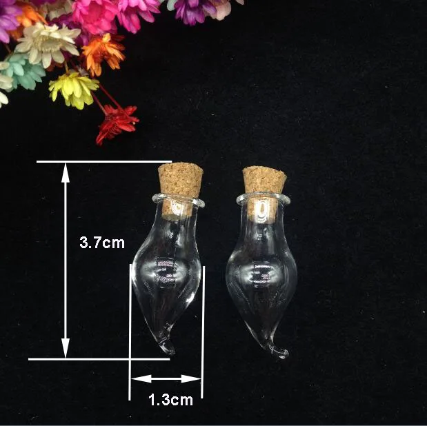 20pcs 13*37mm Small Tiny Mixed color Empty Wishing Drift Glass mini cute Bottle Message Vial With Cork Stopper Hanging Rope gift