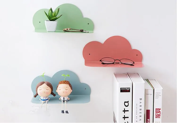 1PC Iron Cloud Wall Shelf Free-punch Wall Hanger Shelf Living Room Bedroom Wall Decoration Home Sundries Storage Rack JL 244