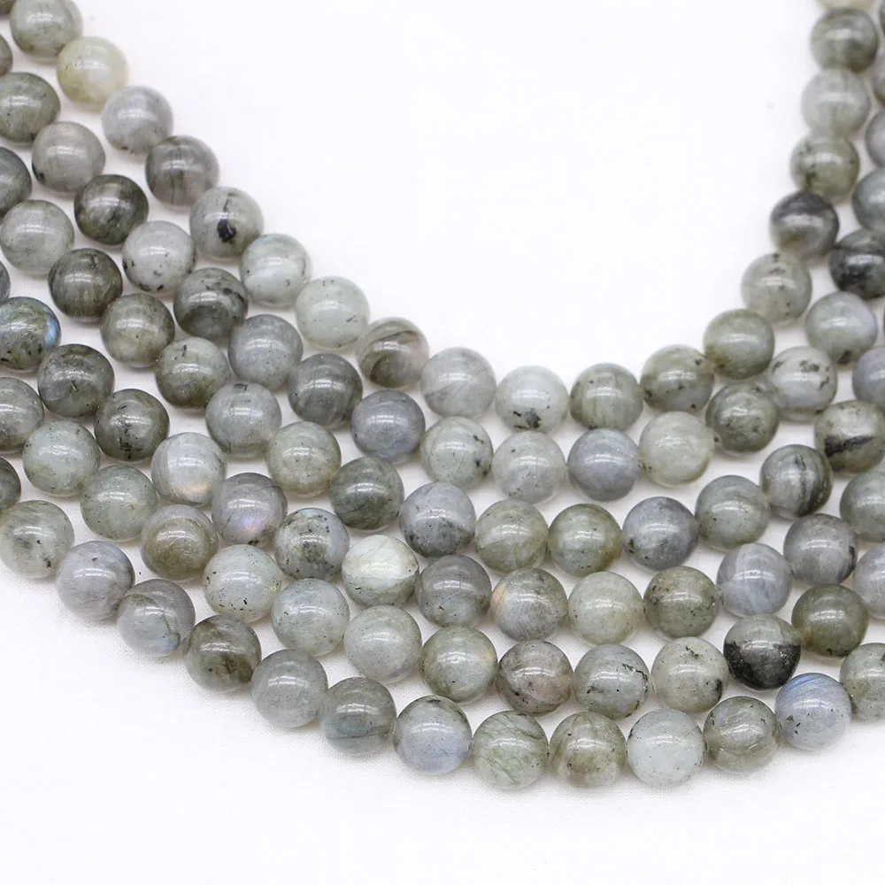 1strand/lot 4 6 8 10 12 mm Labradorite Natural Stone White Spectrolite Round Loose Spacer Beads For Jewelry Making DIY Bracelet