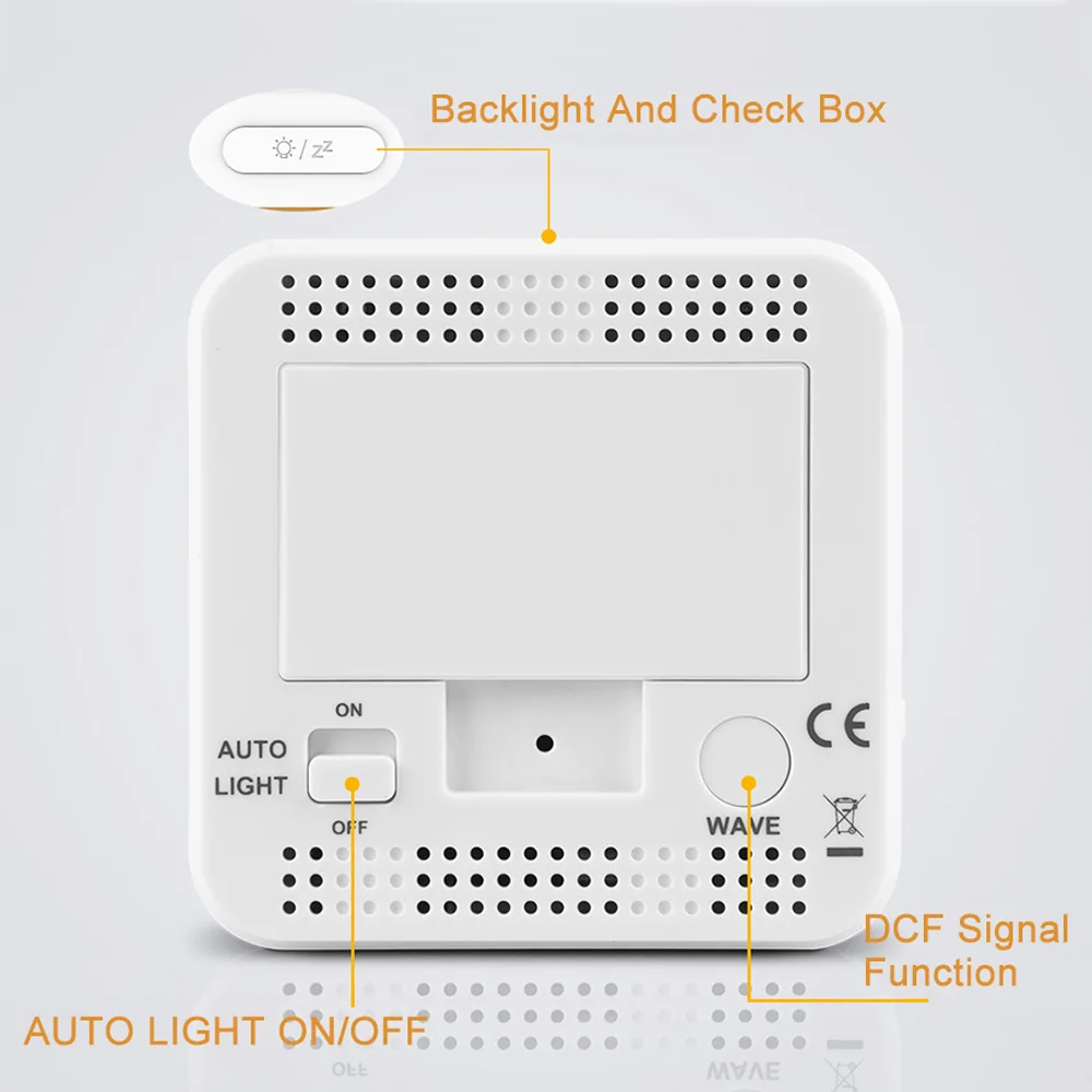 FanJu Digital Alarm Clock LED DCF Radio Dual alarm Automatic Backlight Electronic Temperature Humidity Table Time Office Gift