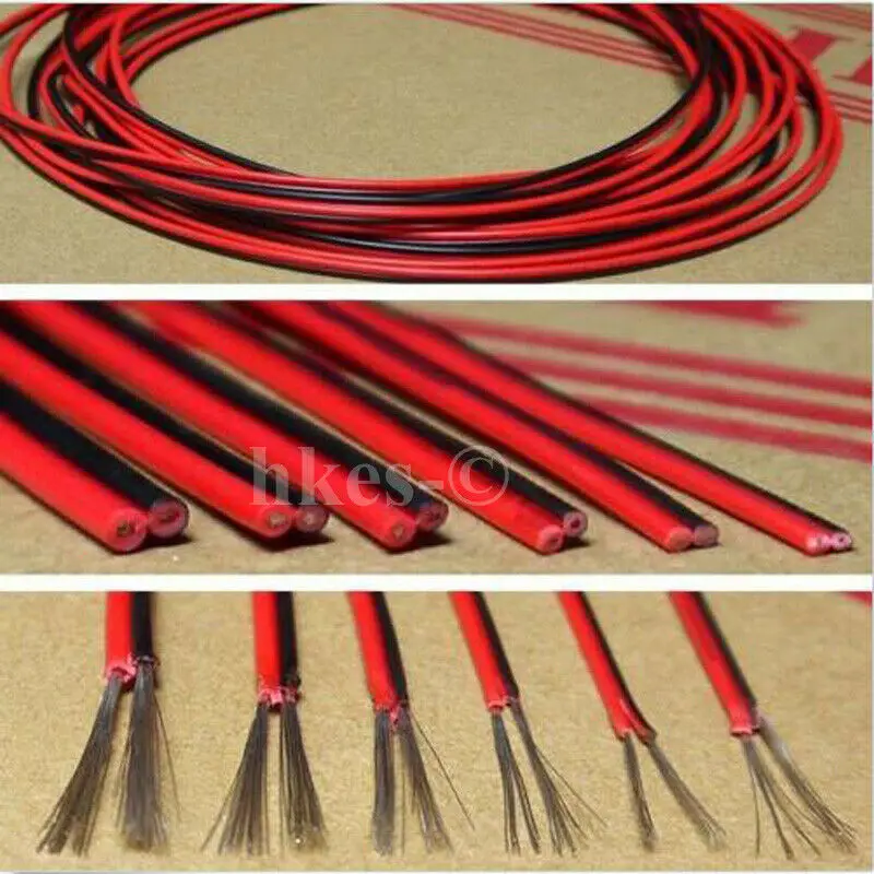 1/2/3/5/10Meter 2 Core UL2468 Electrical Wire Tinned Copper Insulated 2 Pin Wire Black Red Wire 16~28AWG