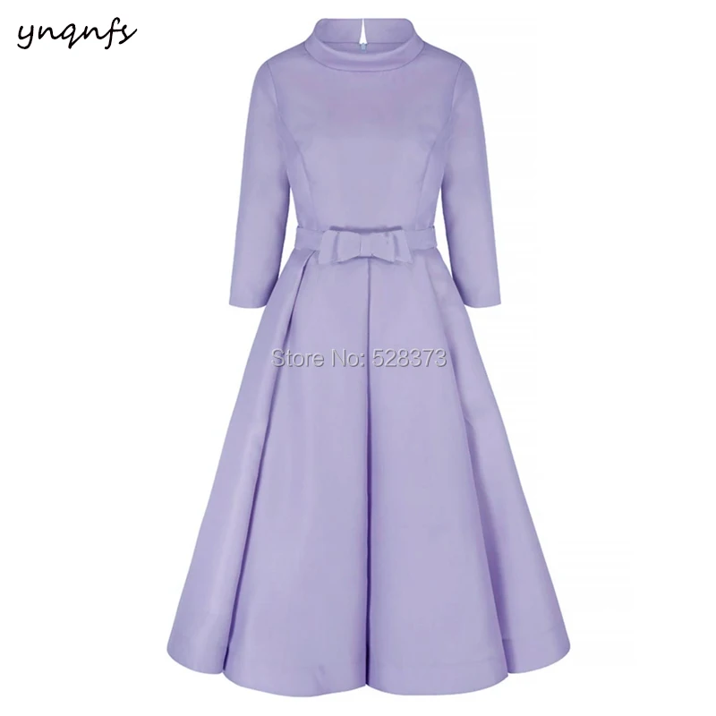 YNQNFS MD194 Elegant High Neck 3/4 Sleeve Tea Length Vintage Mother of the Bride/Groom Dresses Outfits Multi Colors 2024