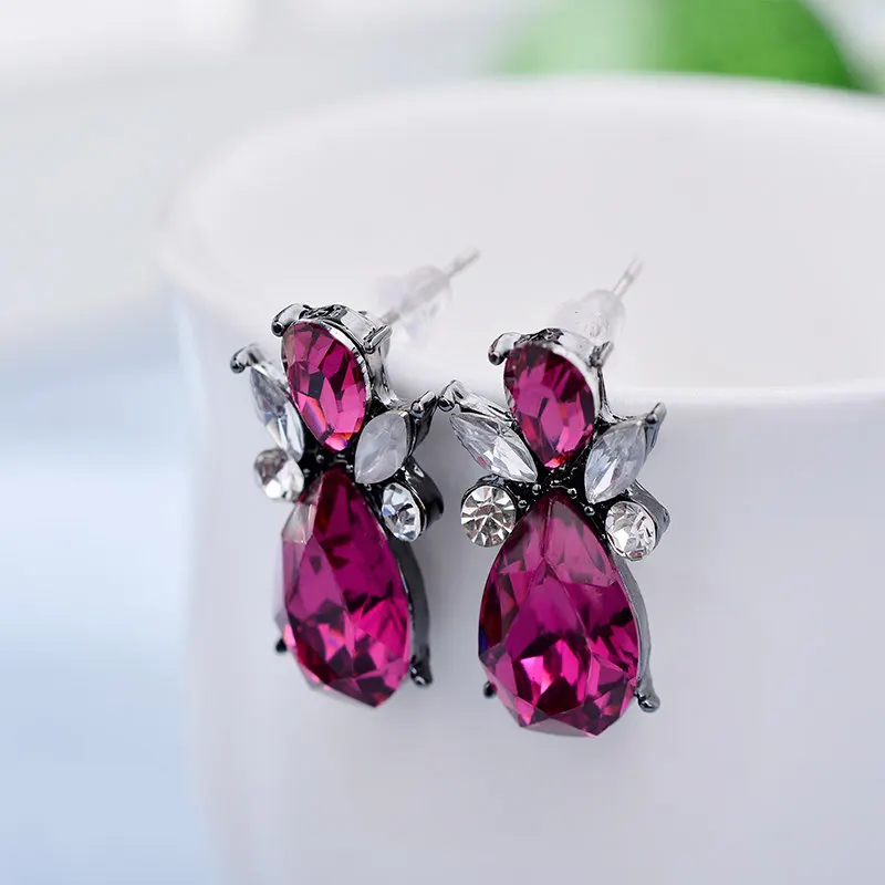 14 Colors Promotion New Design Stud Earrings Resin Stone European Brand Hematite Earrings Fashion Black Earrings For Women