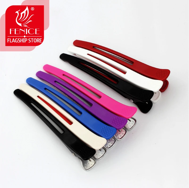 Fenice 12 pcs high quality sectioning clips hairdressing beauty salon tools seamless DIY accessories plastic Aluminum hairpins