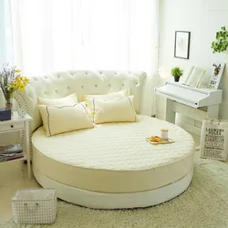 Round Quilted Mattress Protector 100% Cotton Fitted Sheet Romantic Round Bed Sheet Theme Hotel Wedding Bedding