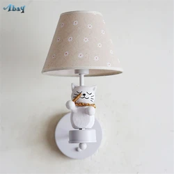 Lovely Cartoon Cat Played Shape Resin Wall Lamps for Living Room Children Room Bedside Lamp Home Decor wall sconces Light Led