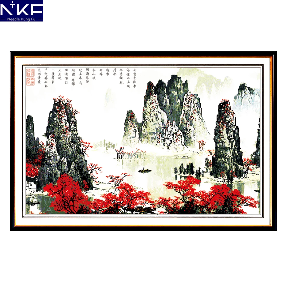 

NKF Lijiang River Landscape Cross Stitching DIY Needlework Cross Stitch Kits for Embroidery Home Decoration Cross-stitch Set