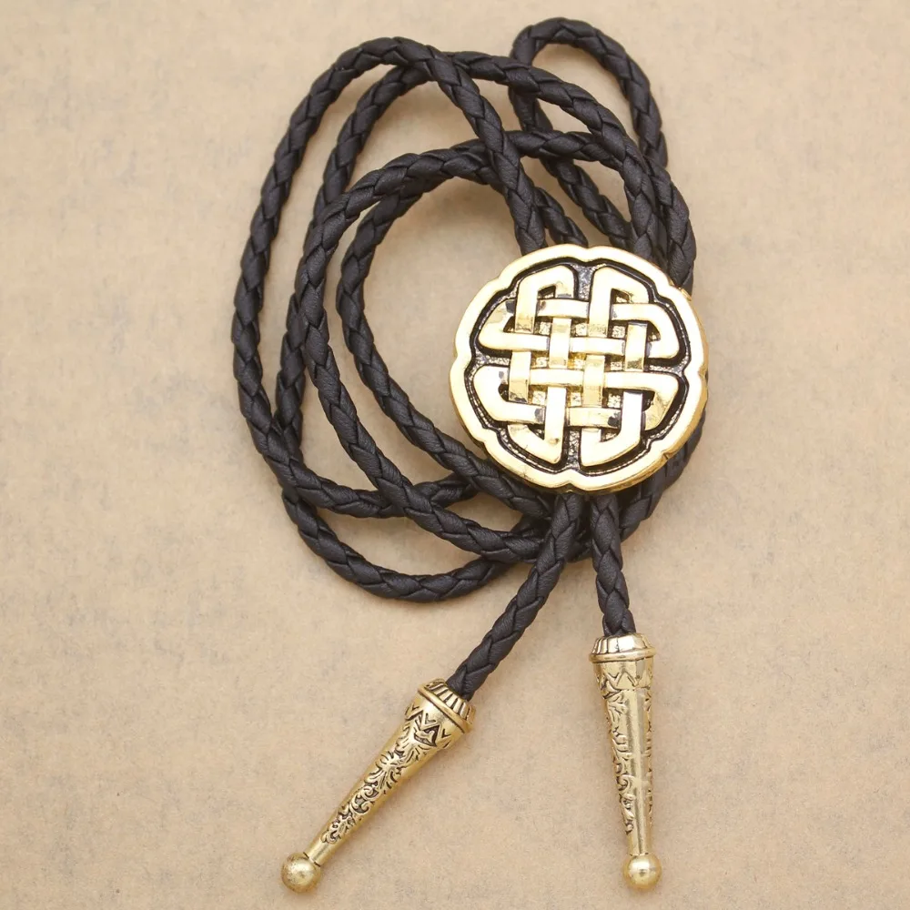 Nen Western Keltisches Muster Knoten Native Indian Totems Anhänger Leder Rodeo Bola Krawatte Gravata Männer Bolo Krawatte Schmuck Zubehör – Detail 4
